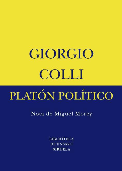 Portada del libro PLATÓN POLÍTICO - NOTA DE MIGUEL MOREY